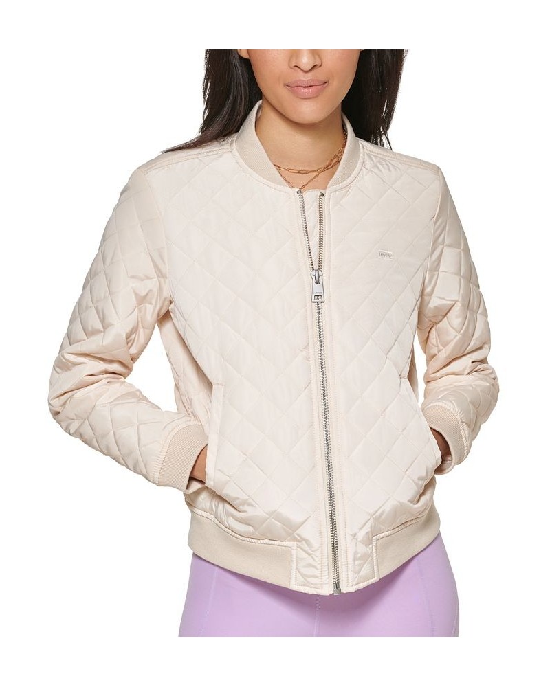 Diamond Quilted Bomber Jacket Natural Sand $37.80 Jackets
