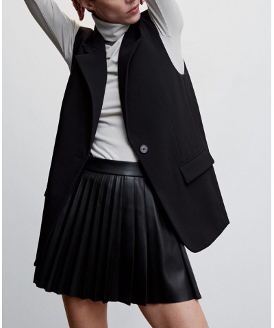Women's Faux-Leather Pleated Skirt Black $43.99 Skirts