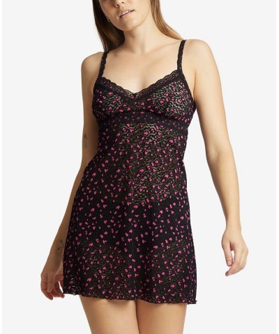 Women's Cross Dyed Leopard Chemise Black, Tulip Pink $29.57 Sleepwear