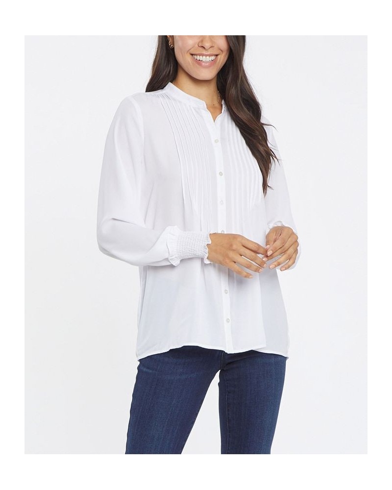 Women's Pleated Front Peasant Blouse Optic White $36.78 Tops