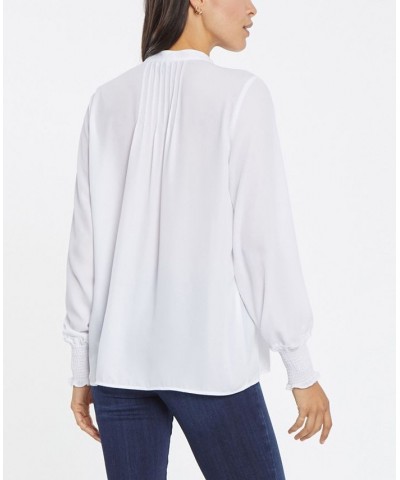 Women's Pleated Front Peasant Blouse Optic White $36.78 Tops