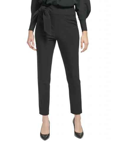 Women's Tie-Waist Slim-Leg Pants Black $38.17 Pants