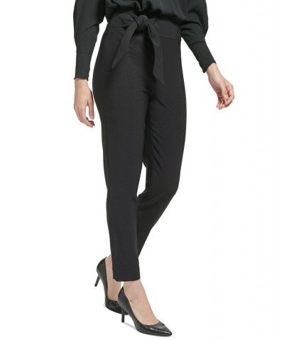 Women's Tie-Waist Slim-Leg Pants Black $38.17 Pants