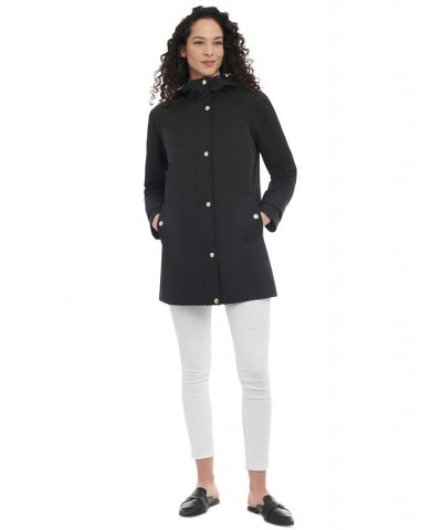 Women's Hooded A-Line Coat Black $68.16 Coats