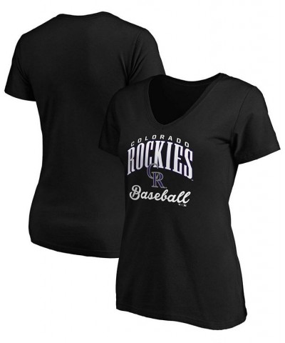 Women's Black Colorado Rockies Victory Script V-Neck T-shirt Black $22.39 Tops
