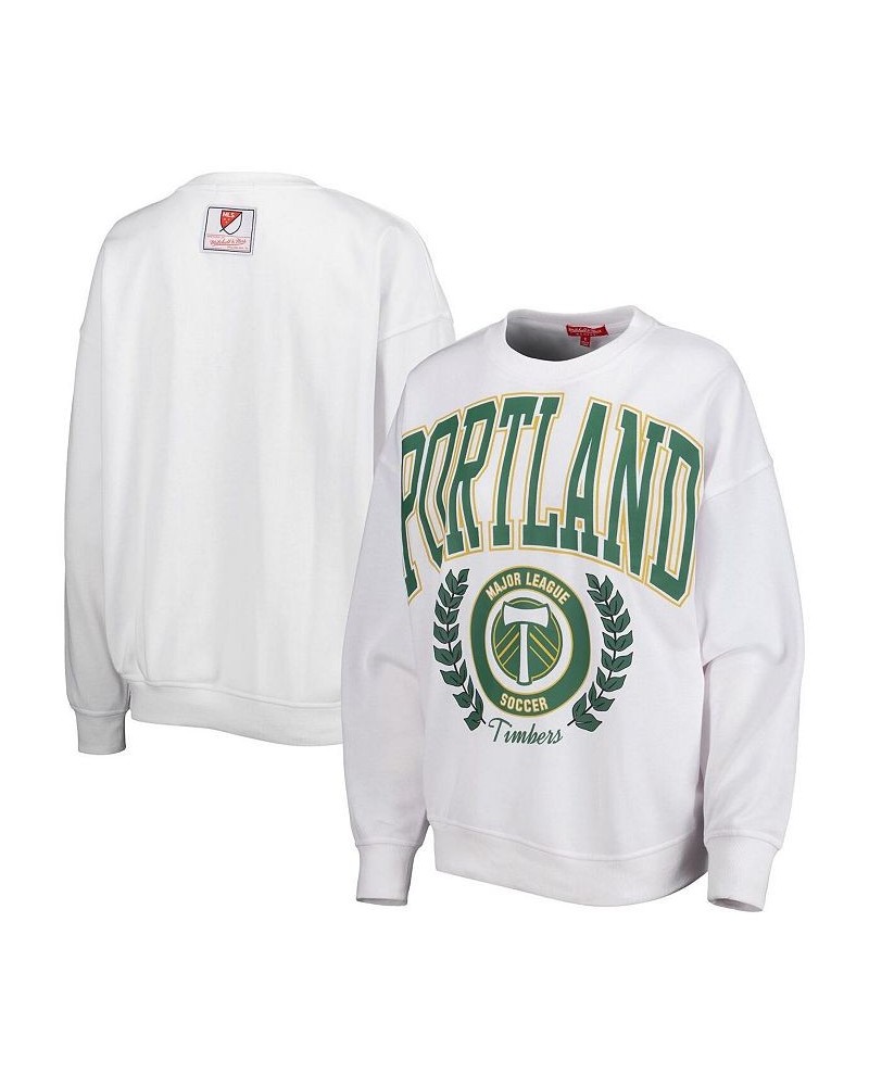 Women's White Portland Timbers Logo 2.0 Pullover Sweatshirt White $36.80 Sweatshirts