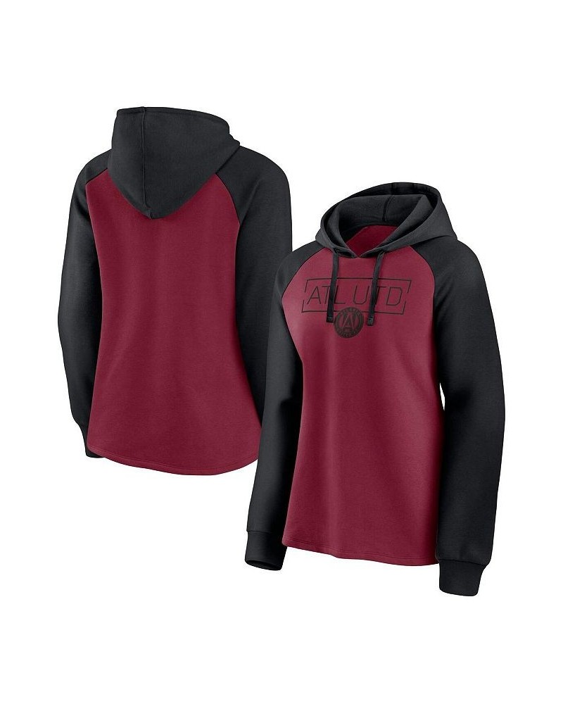 Women's Branded Black and Red Atlanta United FC Logo Raglan Pullover Hoodie Black, Red $33.75 Sweatshirts