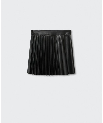 Women's Faux-Leather Pleated Skirt Black $43.99 Skirts