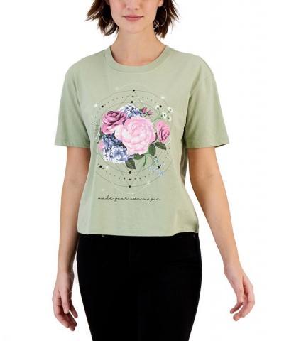 Juniors' Rose Celestial Graphic T-Shirt Desert Sage $9.50 Tops