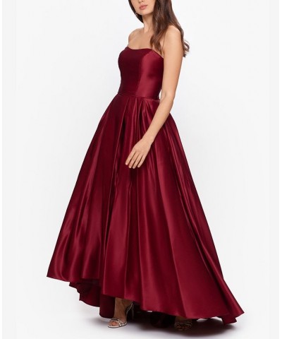 Petite Strapless High-Low Gown Burgundy $74.46 Dresses