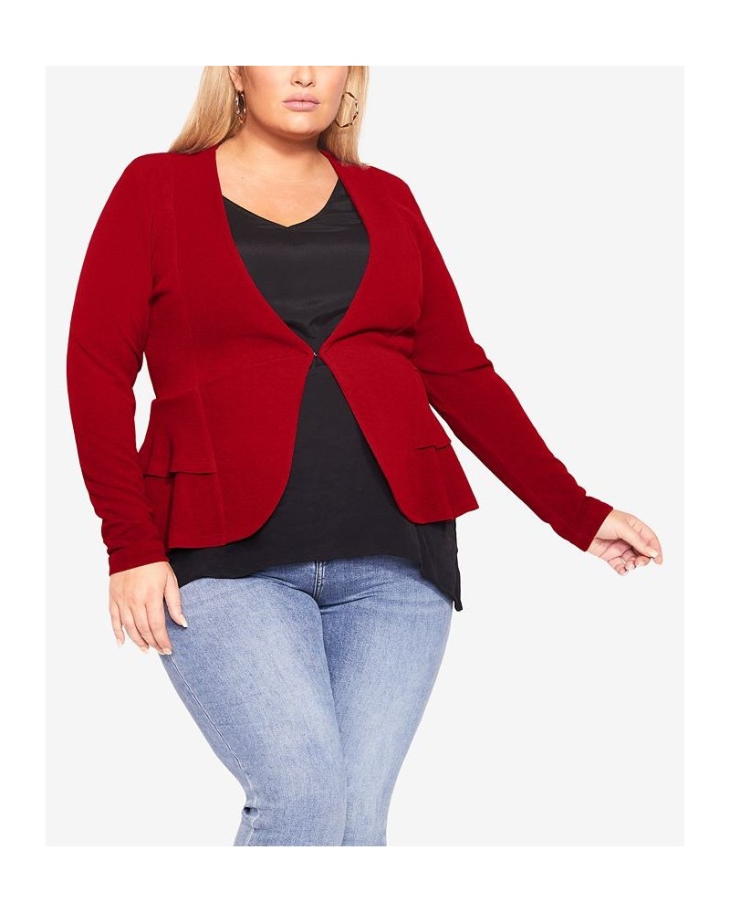 Trendy Plus Size Madison Long Sleeve Jacket True Red $35.70 Jackets