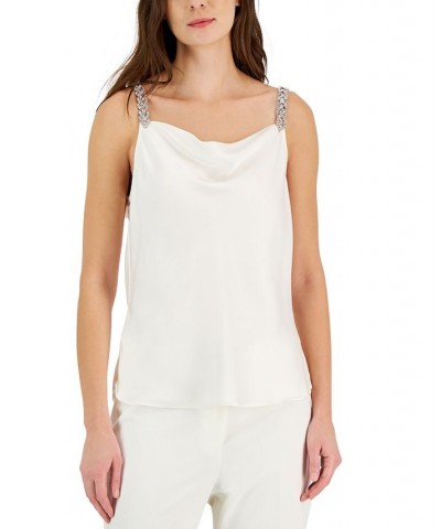 Women's Twist Crystal Solid-Color Camisole Ivory/Cream $70.30 Tops
