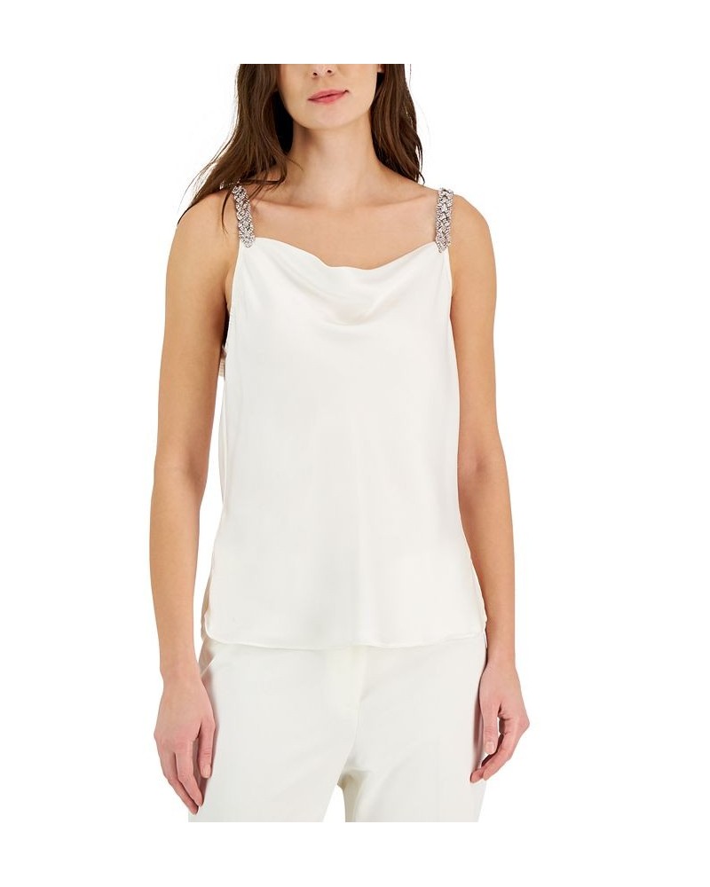 Women's Twist Crystal Solid-Color Camisole Ivory/Cream $70.30 Tops