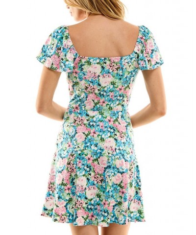 Juniors' Tie-Bow Sweetheart-Neck Floral-Print Fit & Flare Dress Pat Q $28.32 Dresses