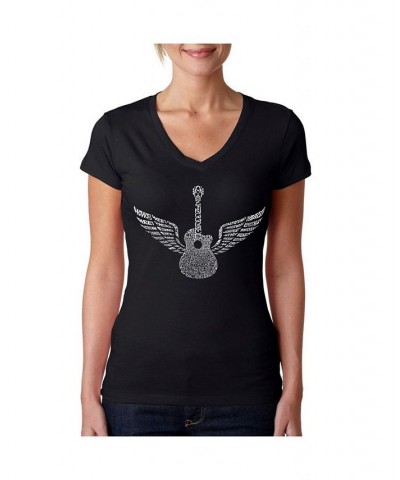Women's Word Art V-Neck T-Shirt - Amazing Grace Black $14.70 Tops