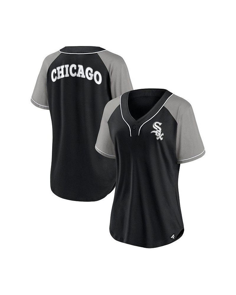 Women's Branded Black Chicago White Sox Ultimate Style Raglan V-Neck T-shirt Black $28.70 Tops