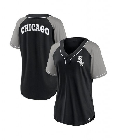 Women's Branded Black Chicago White Sox Ultimate Style Raglan V-Neck T-shirt Black $28.70 Tops