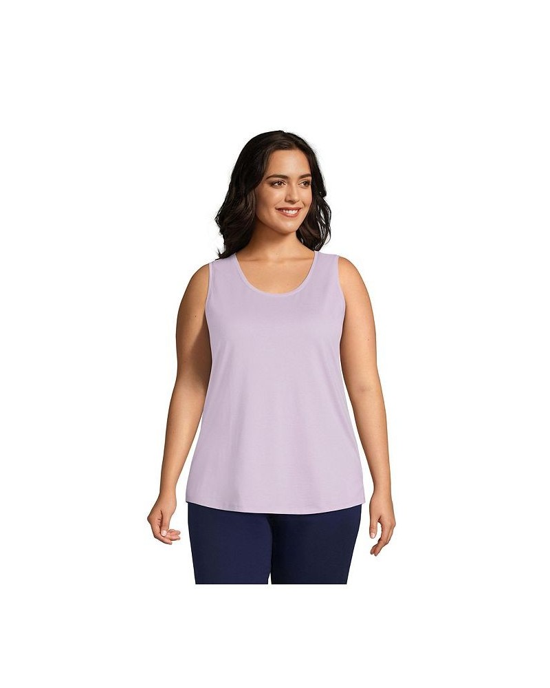 Women's Plus Size Supima Cotton Scoop Neck Tunic Tank Top Lavender cloud $20.19 Tops