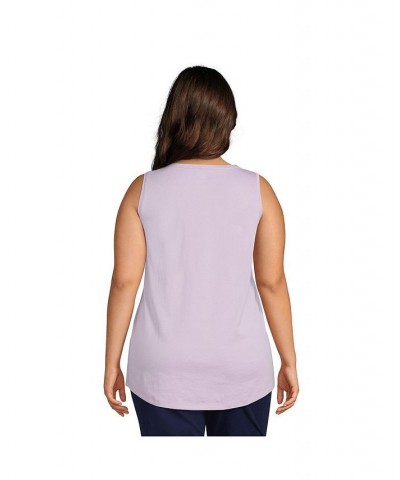 Women's Plus Size Supima Cotton Scoop Neck Tunic Tank Top Lavender cloud $20.19 Tops