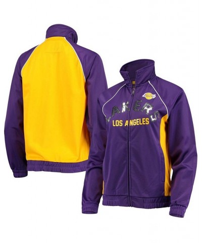 Women's Purple Gold Los Angeles Lakers Backfield Raglan Full-Zip Track Jacket Purple, Gold $45.04 Jackets