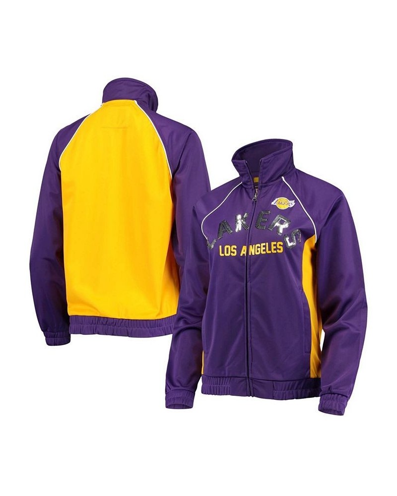 Women's Purple Gold Los Angeles Lakers Backfield Raglan Full-Zip Track Jacket Purple, Gold $45.04 Jackets