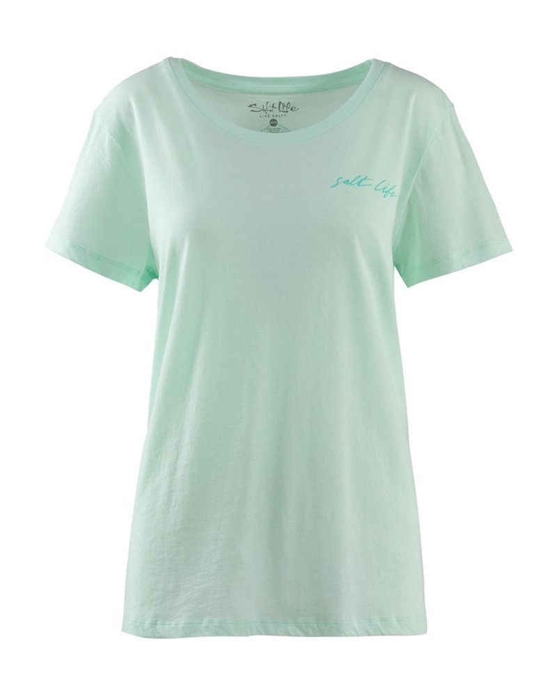 Women's Turtle Leaf Cotton Short-Sleeve T-Shirt Green $19.38 Tops