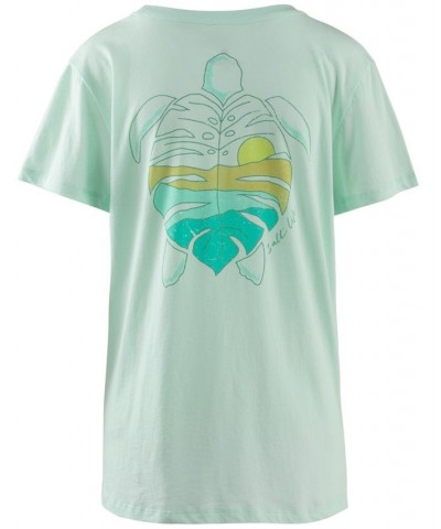 Women's Turtle Leaf Cotton Short-Sleeve T-Shirt Green $19.38 Tops