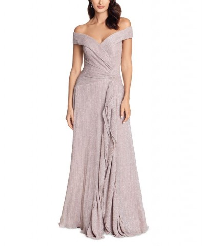 Petite Ruffled Off-The-Shoulder Gown Rose $106.02 Dresses