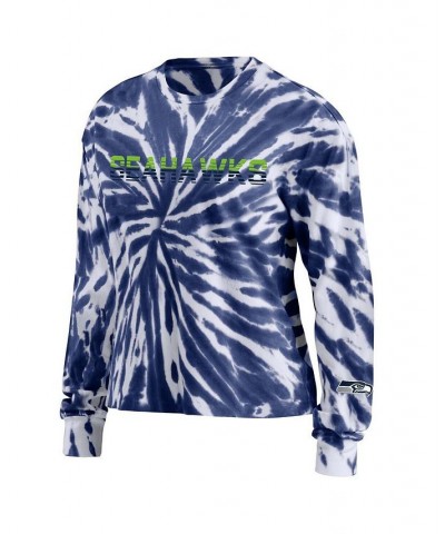 Women's College Navy Seattle Seahawks Tie-Dye Long Sleeve T-Shirt Navy $24.44 Tops