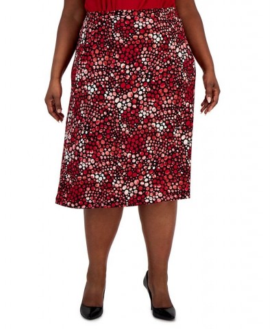 Plus Size Pull-On Dot-Print Midi Skirt Black $45.39 Skirts