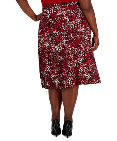 Plus Size Pull-On Dot-Print Midi Skirt Black $45.39 Skirts
