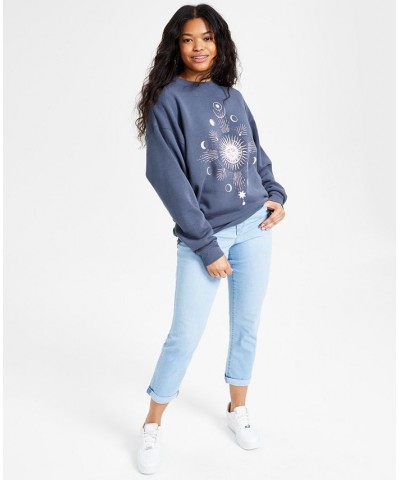 Juniors' Celestial-Graphic Oversized Sweatshirt Gray $15.00 Tops