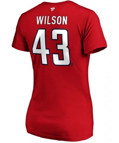 Women's Tom Wilson Red Washington Capitals Authentic Stack Name and Number V-Neck T-shirt Red $19.60 Tops