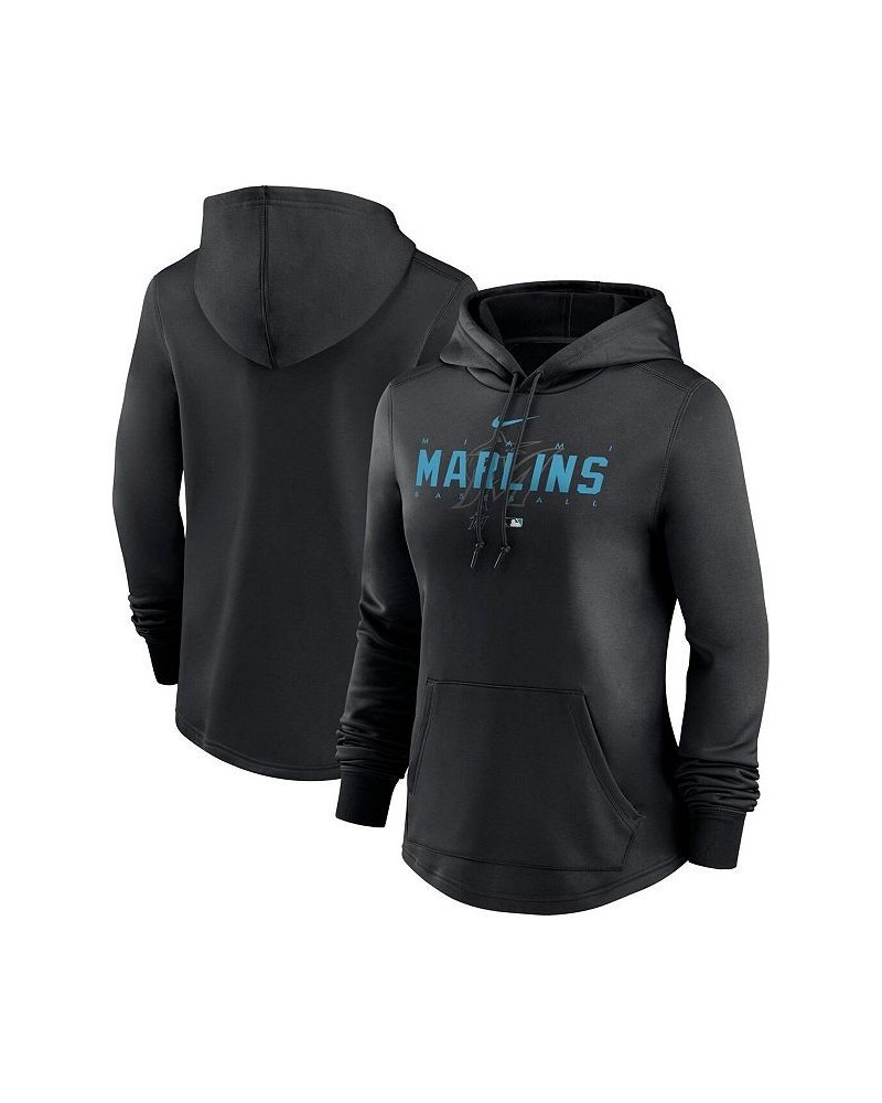 Women's Black Miami Marlins Authentic Collection Pregame Performance Pullover Hoodie Black $45.60 Sweatshirts