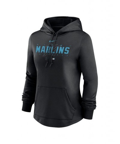 Women's Black Miami Marlins Authentic Collection Pregame Performance Pullover Hoodie Black $45.60 Sweatshirts