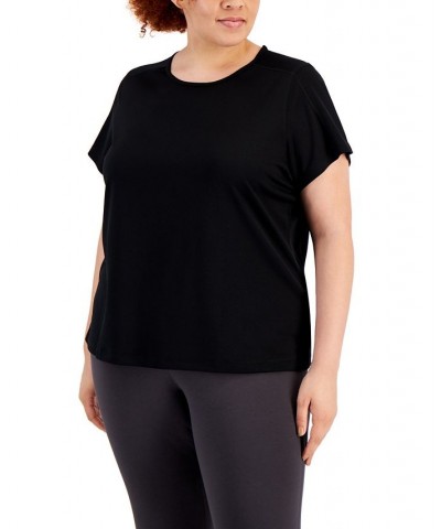 Plus Size Birdseye Mesh T-Shirt Deep Black $11.25 Tops