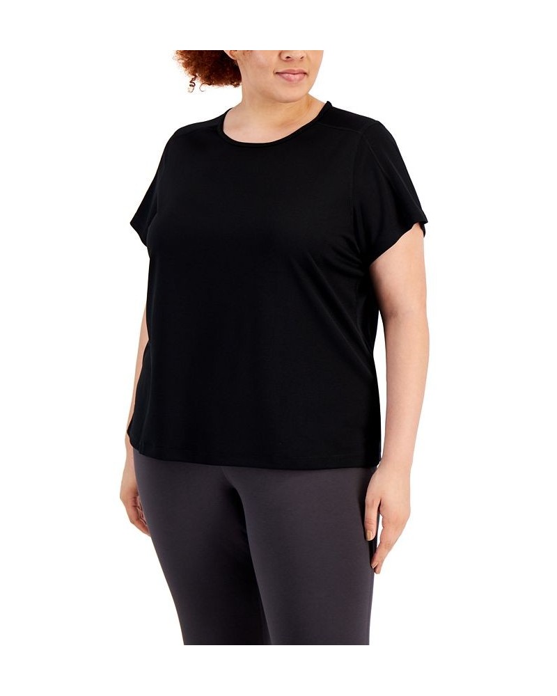 Plus Size Birdseye Mesh T-Shirt Deep Black $11.25 Tops