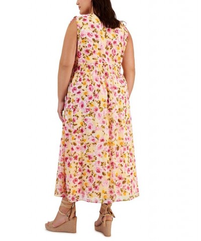 Plus Size Floral-Print Sleeveless Maxi Dress Crystal Rose Multi $58.83 Dresses