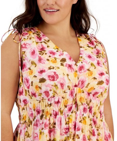 Plus Size Floral-Print Sleeveless Maxi Dress Crystal Rose Multi $58.83 Dresses