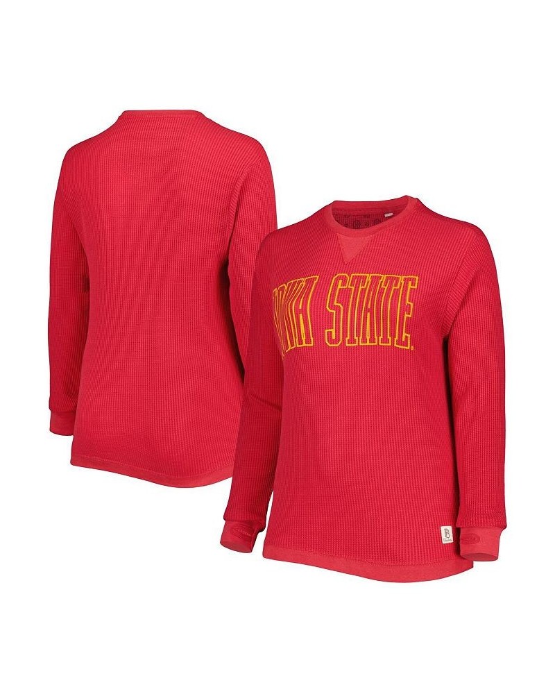 Women's Iowa State Cyclones Surf Plus Size Southlawn Waffle-Knit Thermal Tri-Blend Long Sleeve T-shirt Cardinal $34.79 Tops
