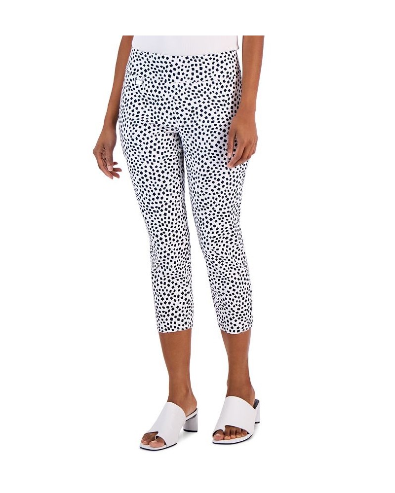Essential Printed Capri Pull-On with Tummy-Control White Black Square $13.33 Pants