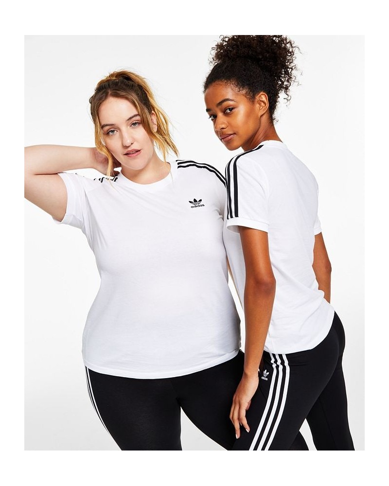 Women's Cotton 3 Stripes T-Shirt XS-4X White $26.55 Tops