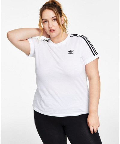 Women's Cotton 3 Stripes T-Shirt XS-4X White $26.55 Tops