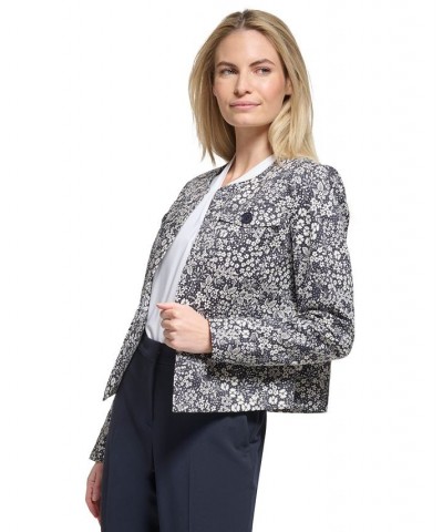 Women's Ditsy Floral-Print Open-Front Jacket Midnight/ Ivory $50.88 Jackets