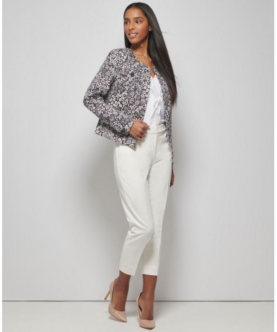 Women's Ditsy Floral-Print Open-Front Jacket Midnight/ Ivory $50.88 Jackets