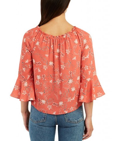 Juniors' Bell Sleeve Floral Blouse Pat I $13.28 Tops
