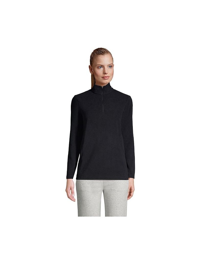 Women's Petite Fleece Quarter Zip Pullover Black $22.92 Jackets