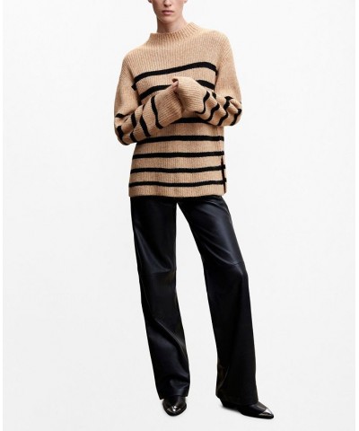 Women's Striped Knit Sweater Medium Brown $45.00 Sweaters