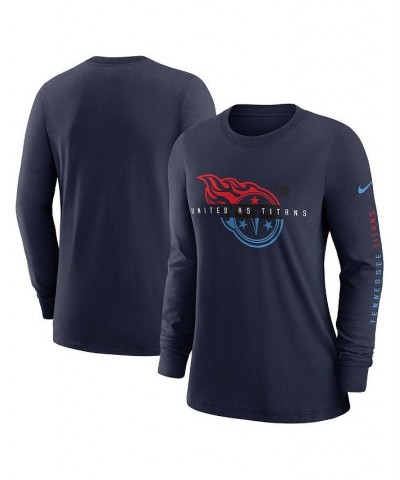 Women's Navy Tennessee Titans Prime Split Long Sleeve T-shirt Navy $26.49 Tops