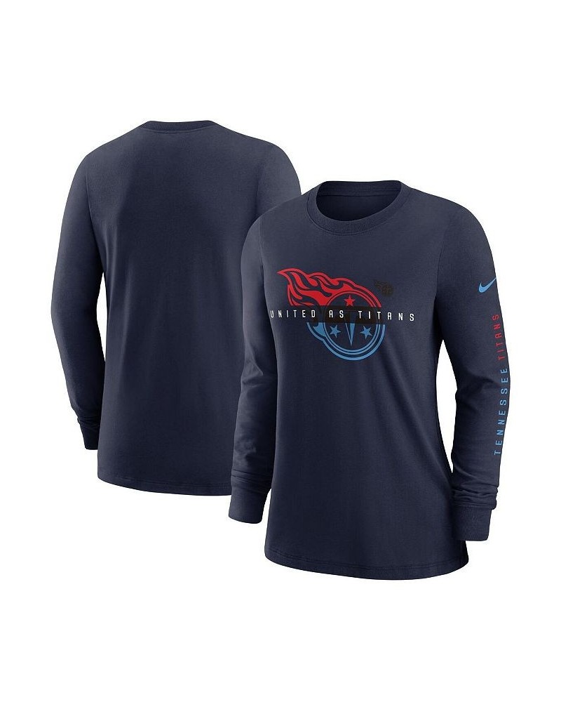 Women's Navy Tennessee Titans Prime Split Long Sleeve T-shirt Navy $26.49 Tops
